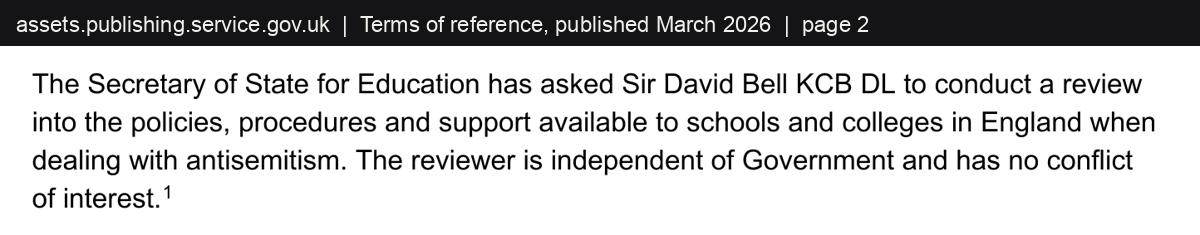 Extract from page 2 of the terms of reference: the reviewer is independent of Government and has no conflict of interest.