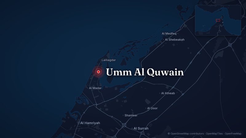 Map showing Umm Al Quwain