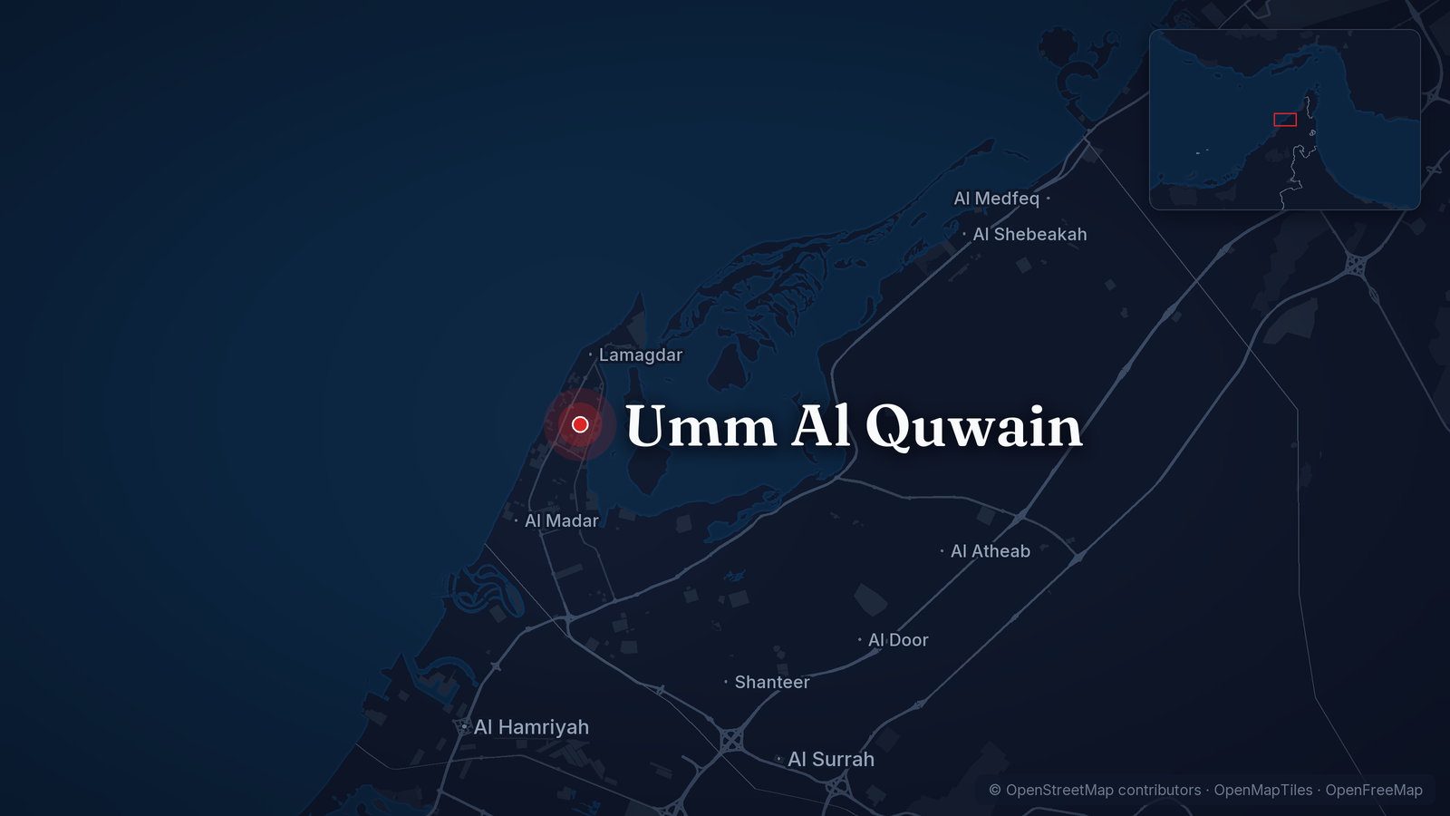 Map showing Umm Al Quwain