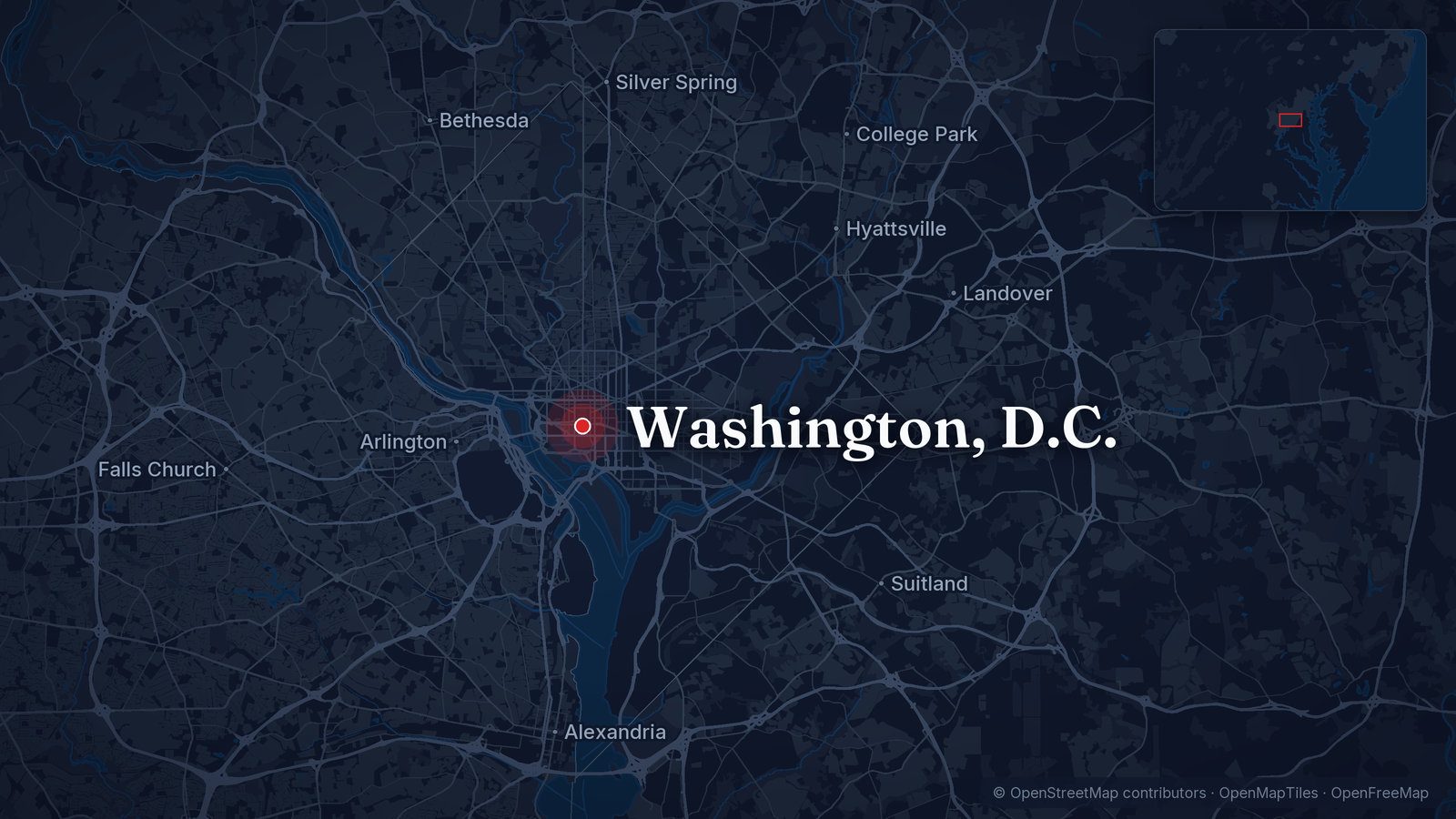 Map showing Washington, D.C.