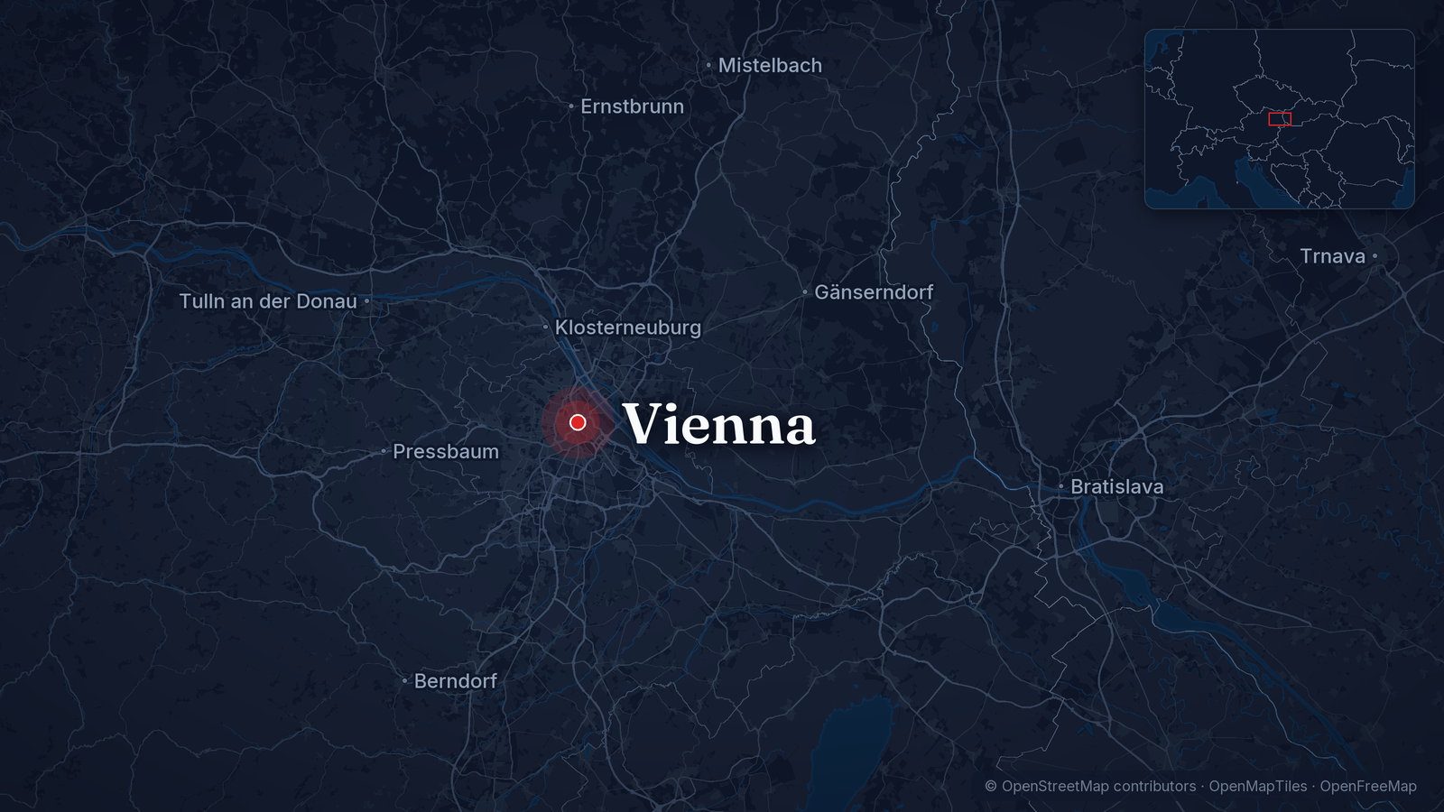Map showing Vienna