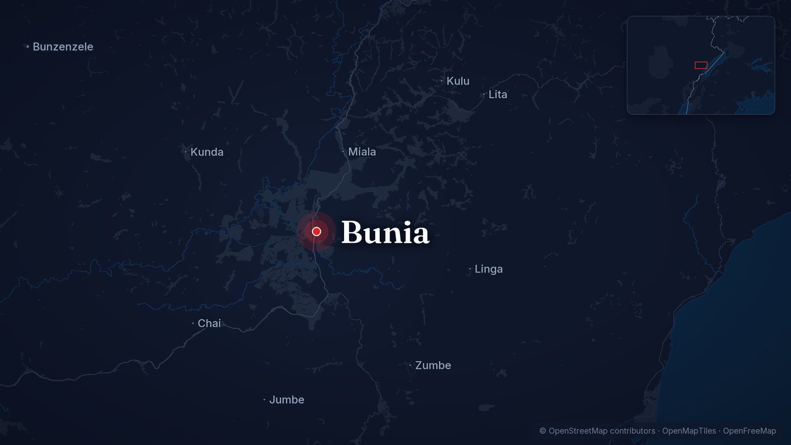 Map showing Bunia