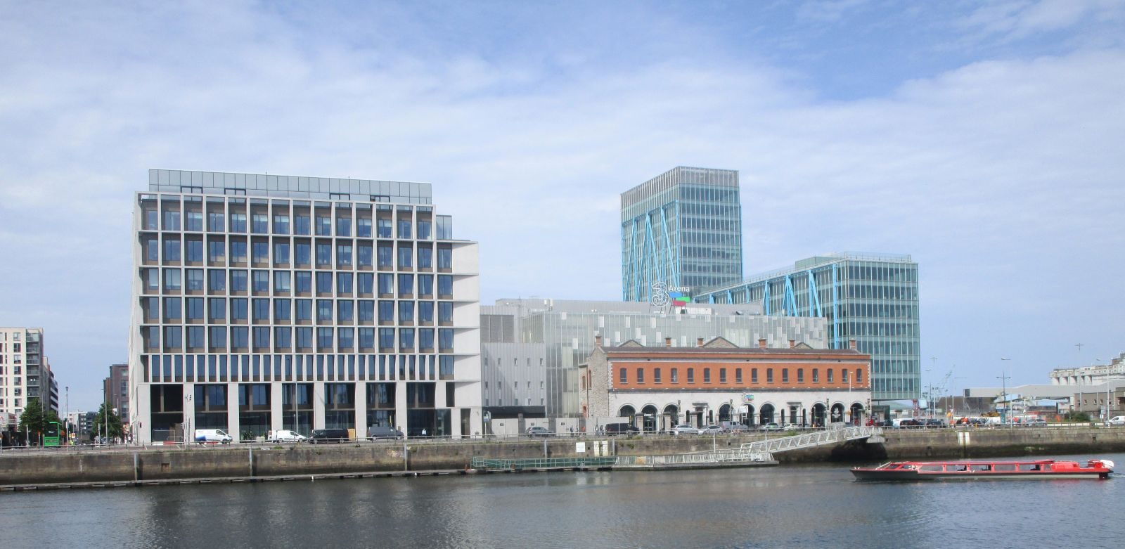 riverside view of the 3Arena and surrounding modern buildings by the Liffey, 3Arena