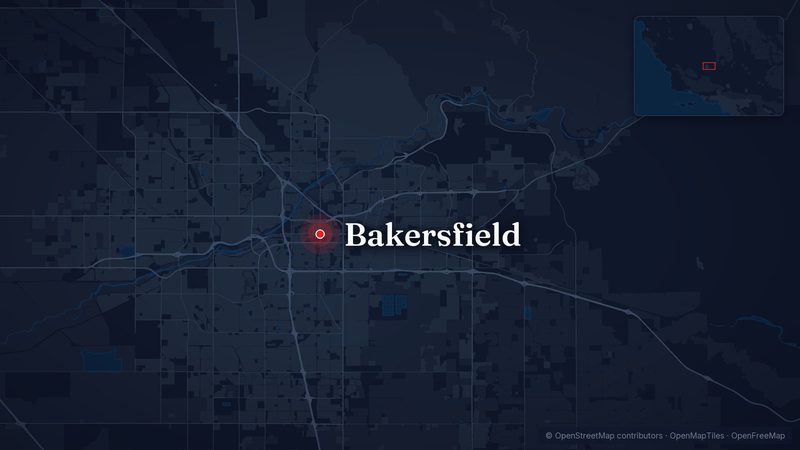 Map showing Bakersfield