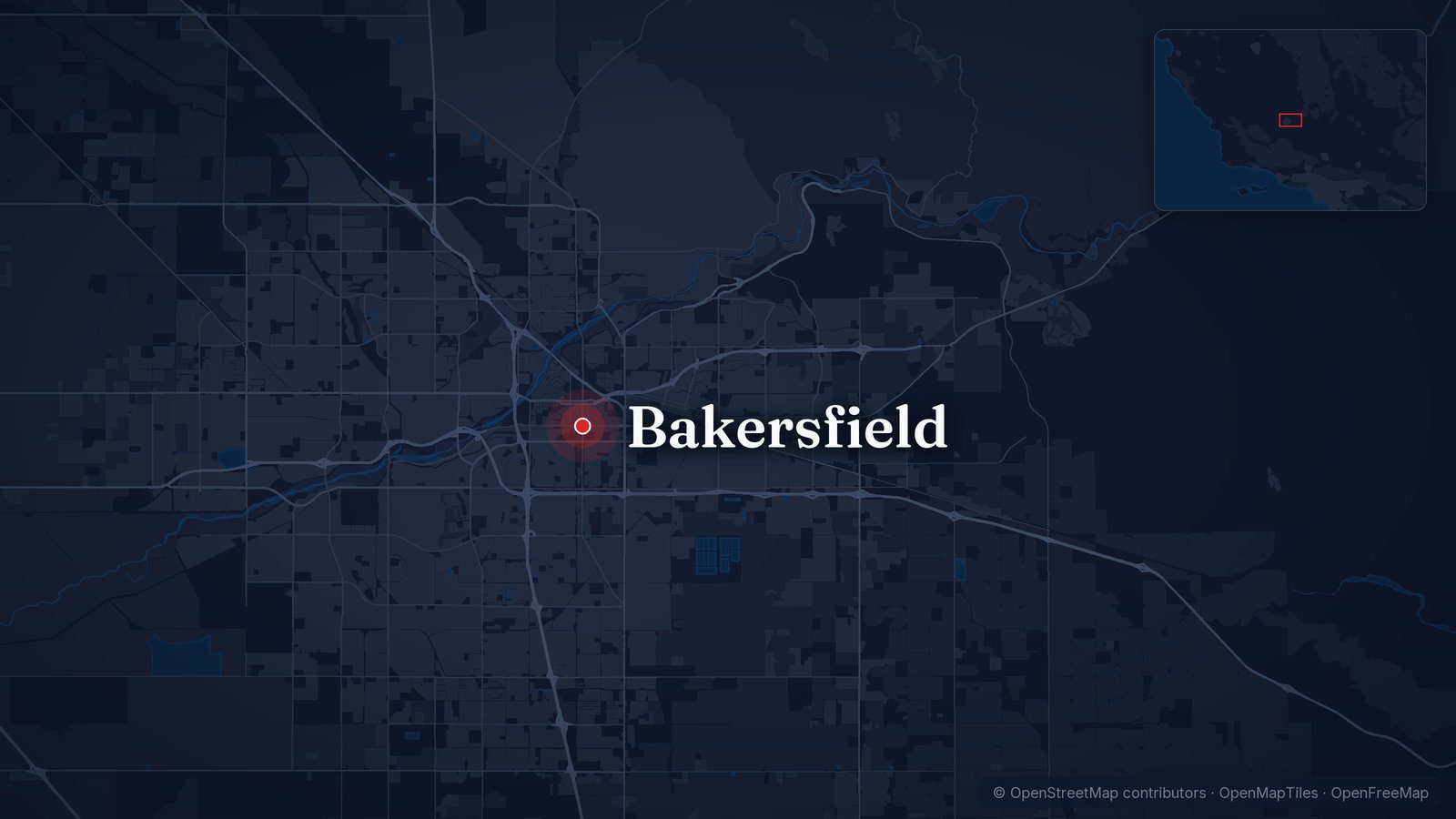 Map showing Bakersfield