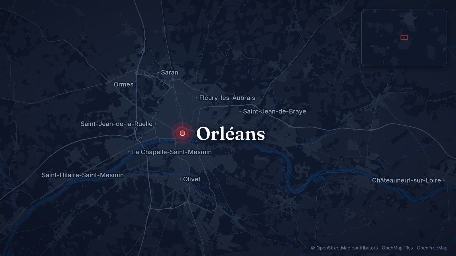 Map showing Orléans