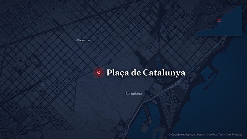 Map showing Plaça de Catalunya