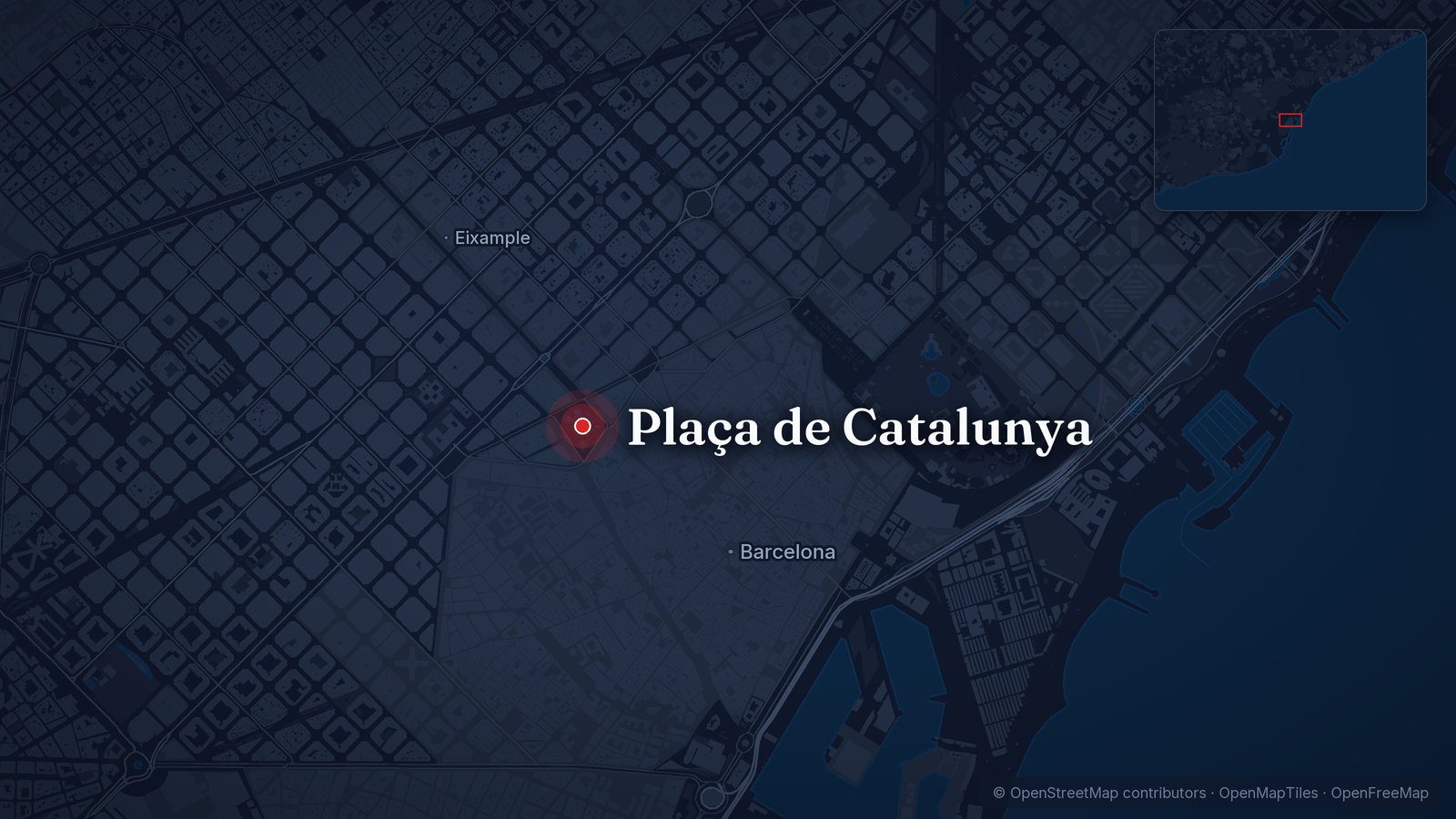 Map showing Plaça de Catalunya