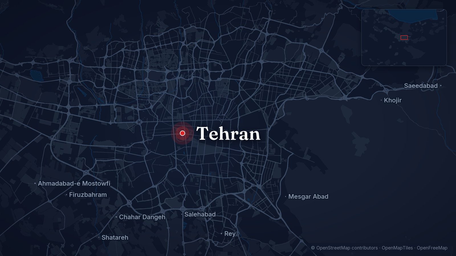Map showing Tehran