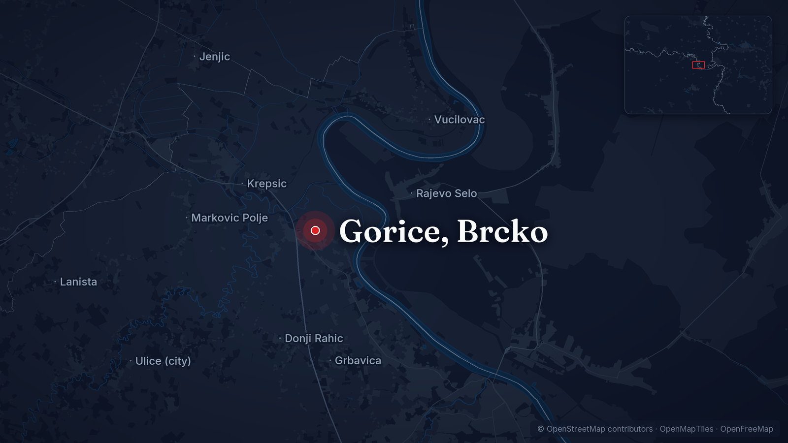 Map showing Gorice, Brčko