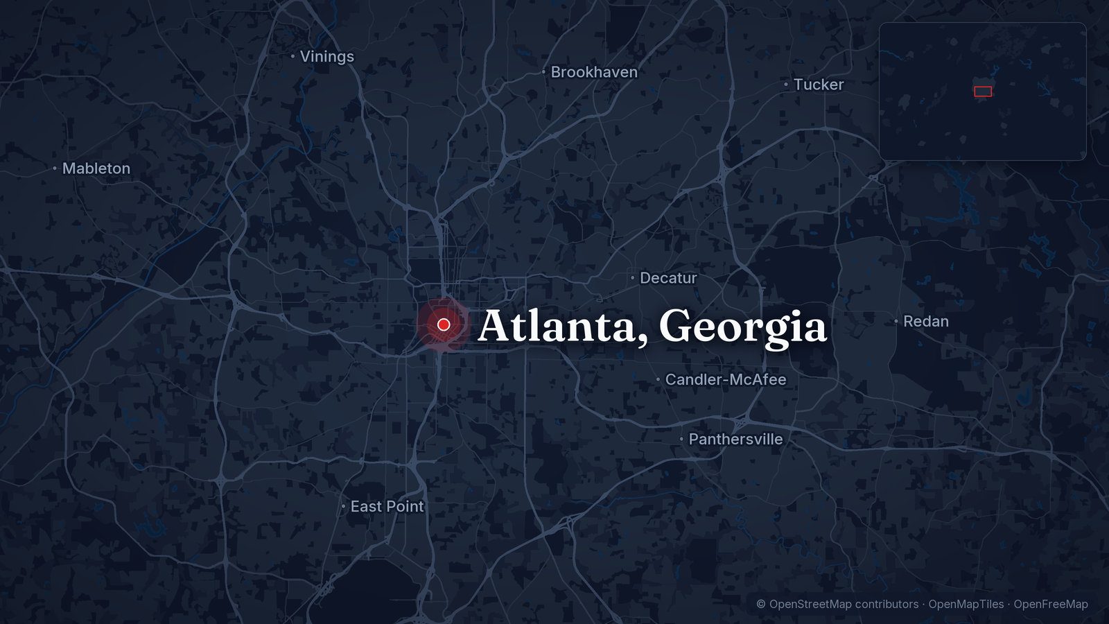 Map showing Atlanta, Georgia