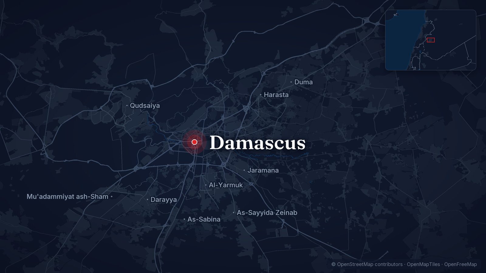 Map showing Damascus