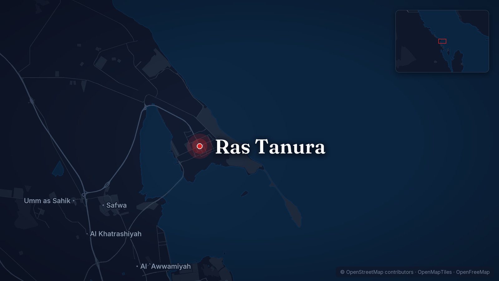 Map showing Ras Tanura