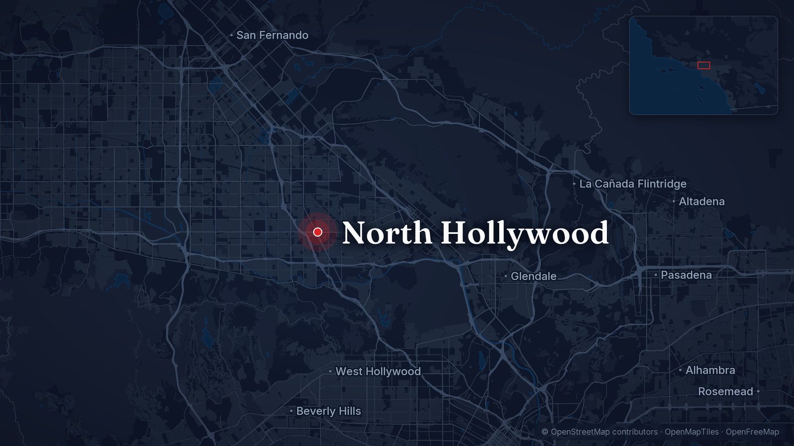 Map showing North Hollywood