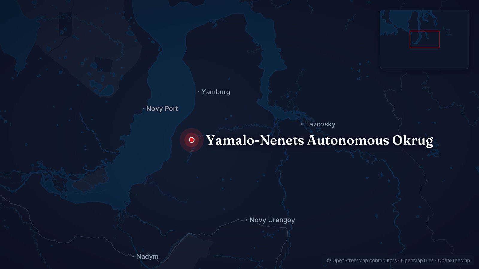 Map showing Yamalo-Nenets Autonomous Okrug