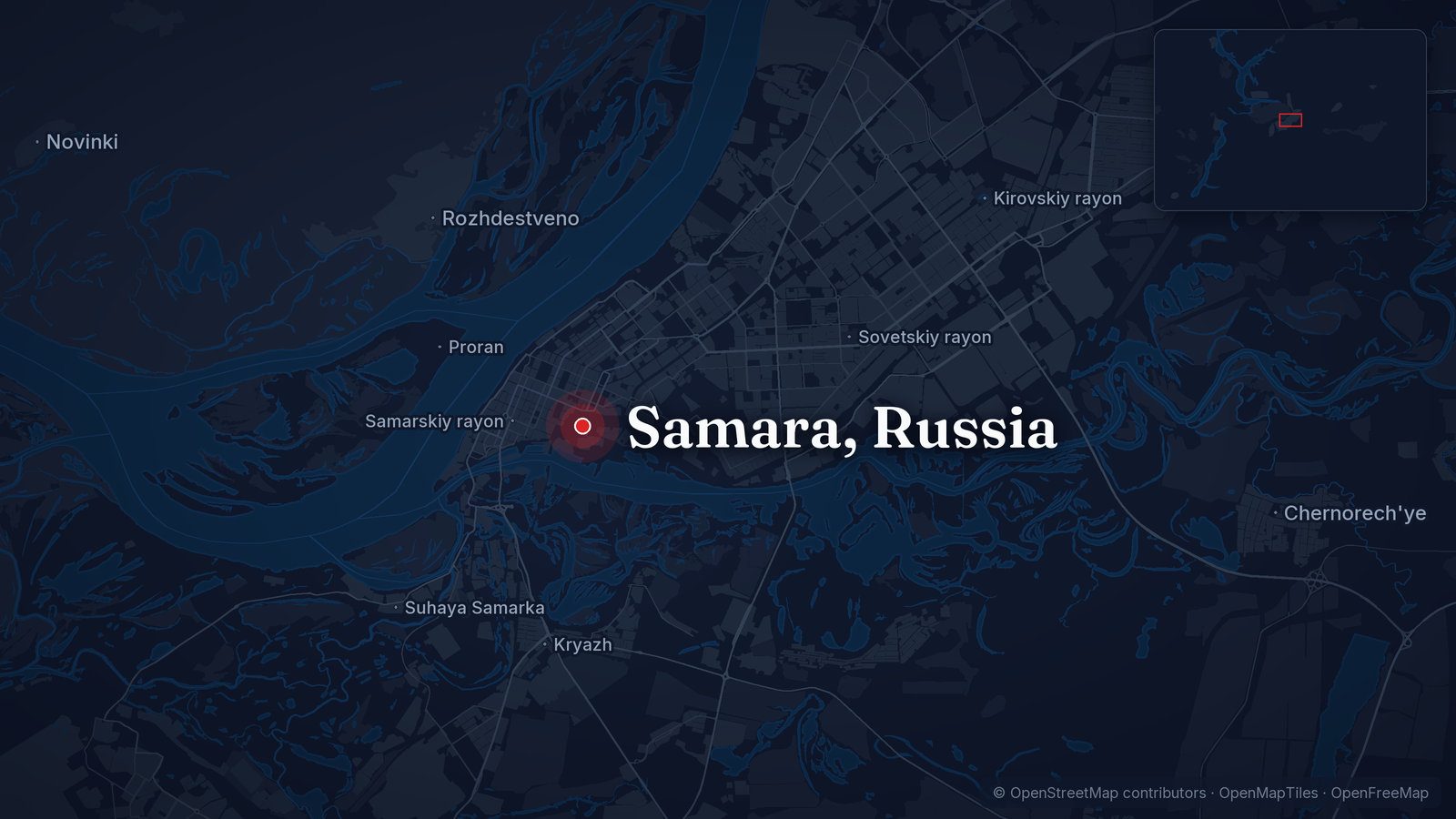Map showing Samara, Russia