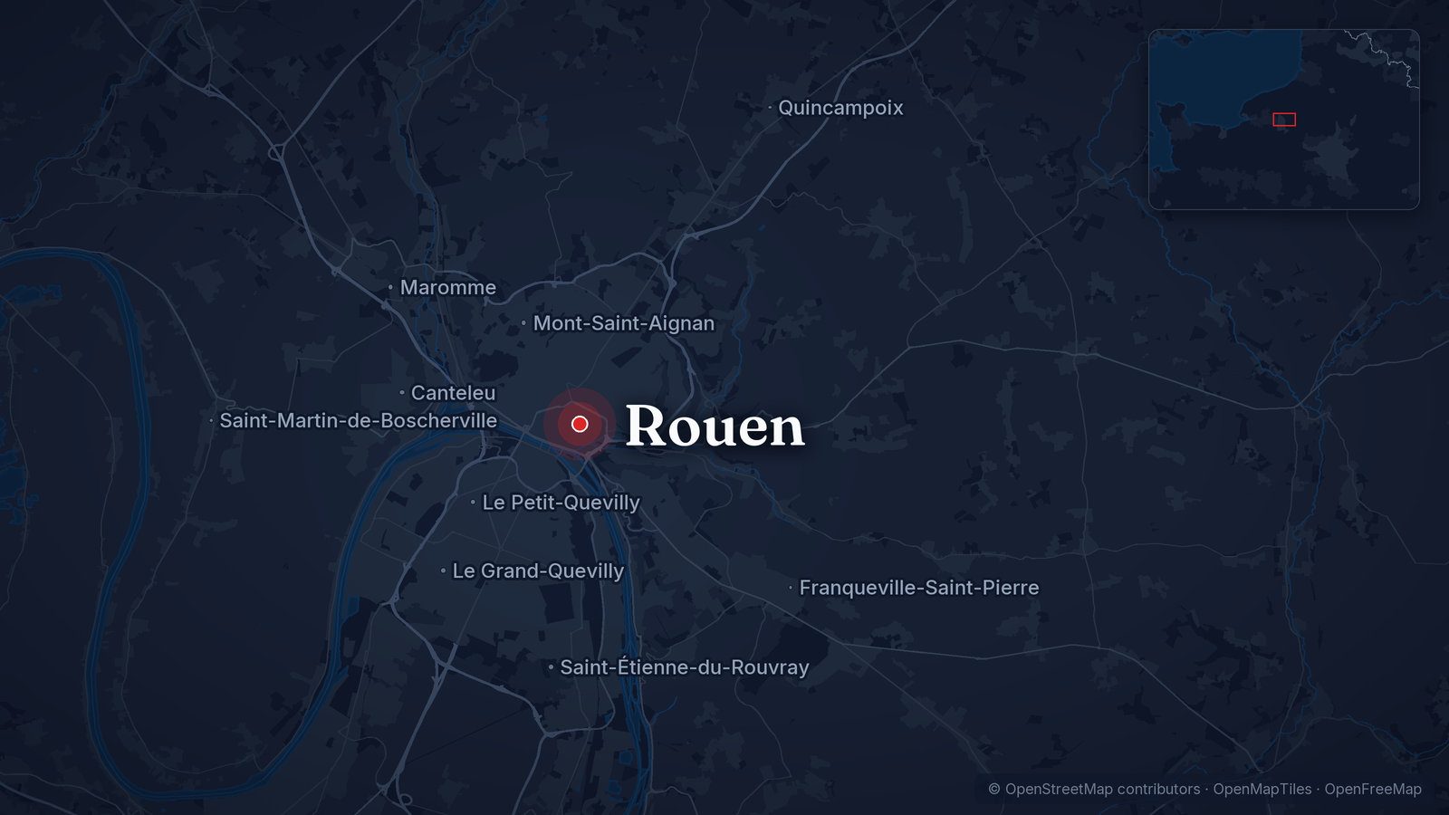 Map showing Rouen