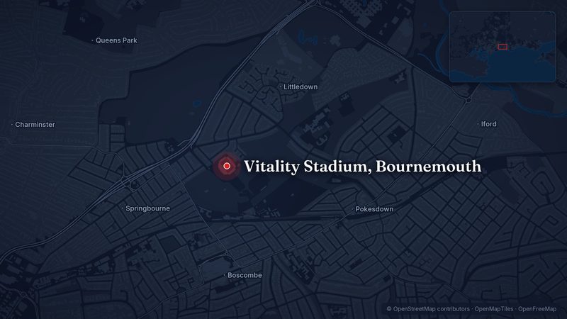 Map showing Vitality Stadium, Bournemouth