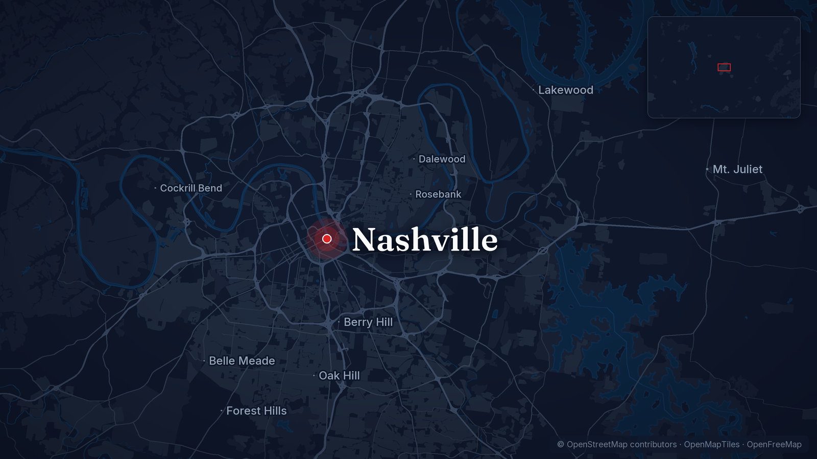 Map showing Nashville