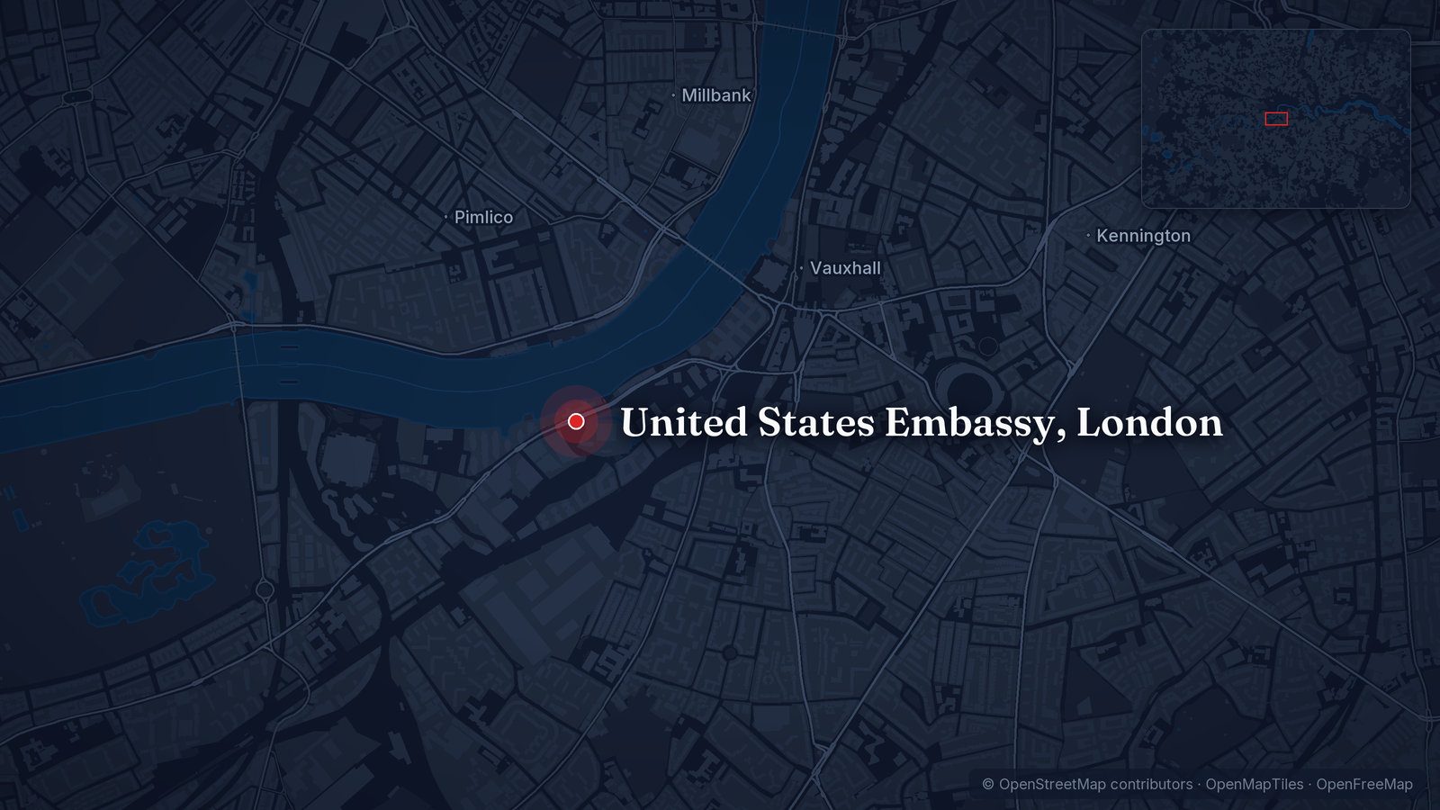 Map showing United States Embassy, London