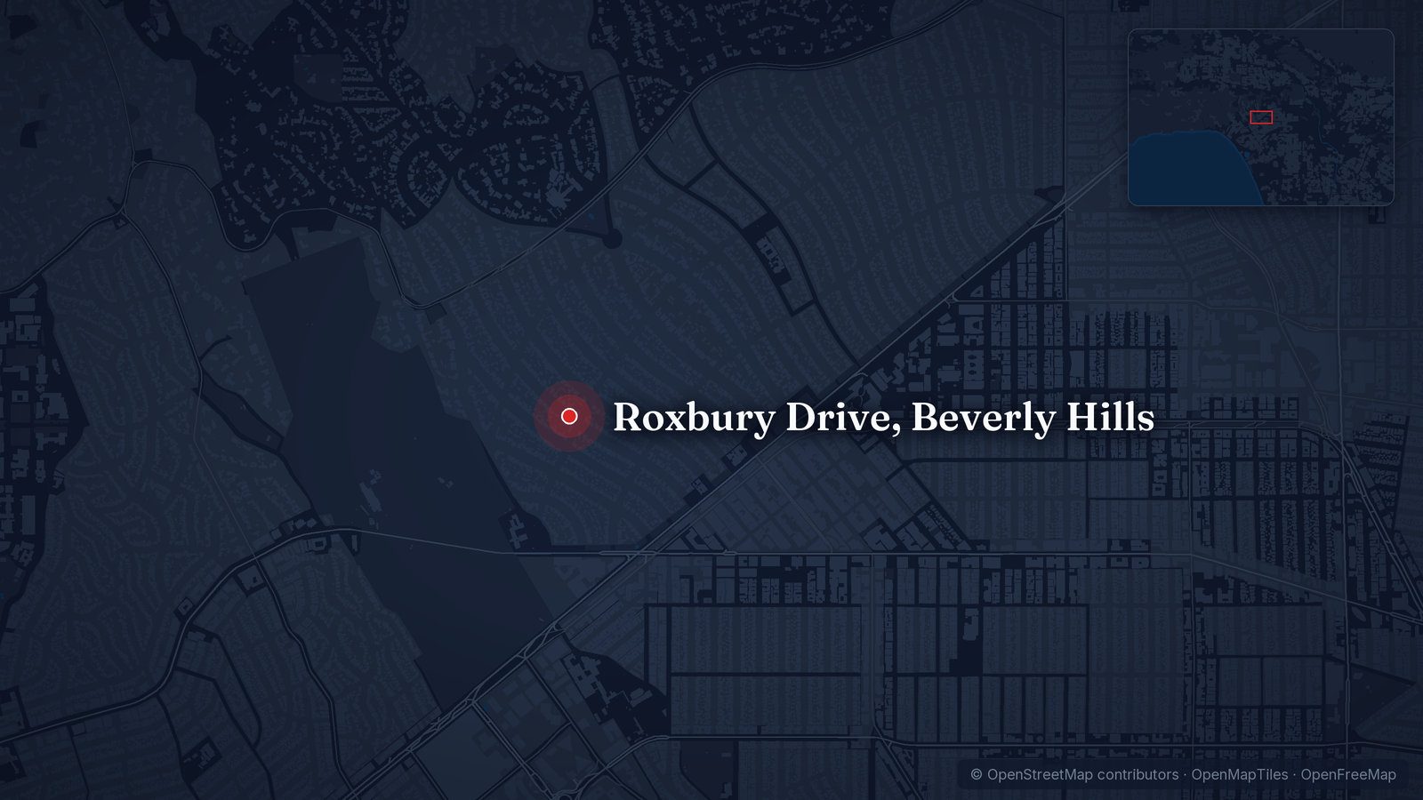 Map showing Roxbury Drive, Beverly Hills