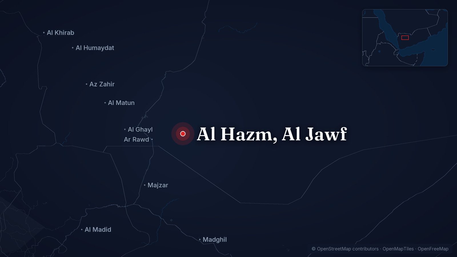 Map showing Al Hazm, Al Jawf