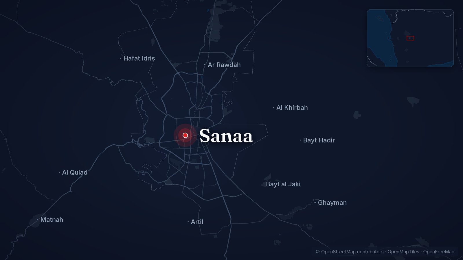 Map showing Sanaa