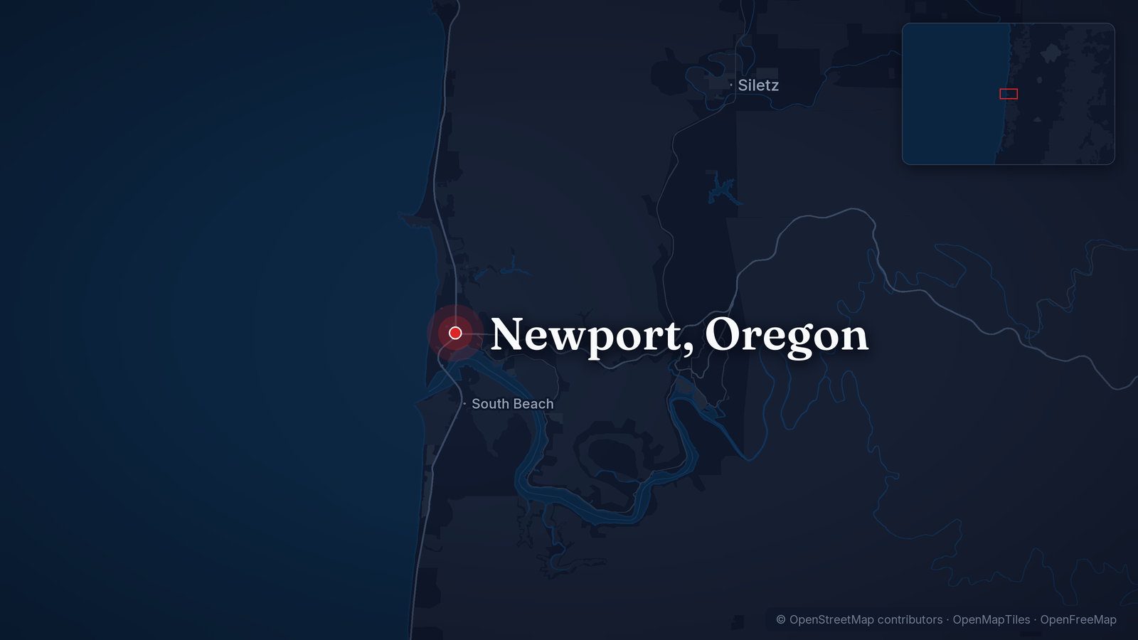 Map showing Newport, Oregon
