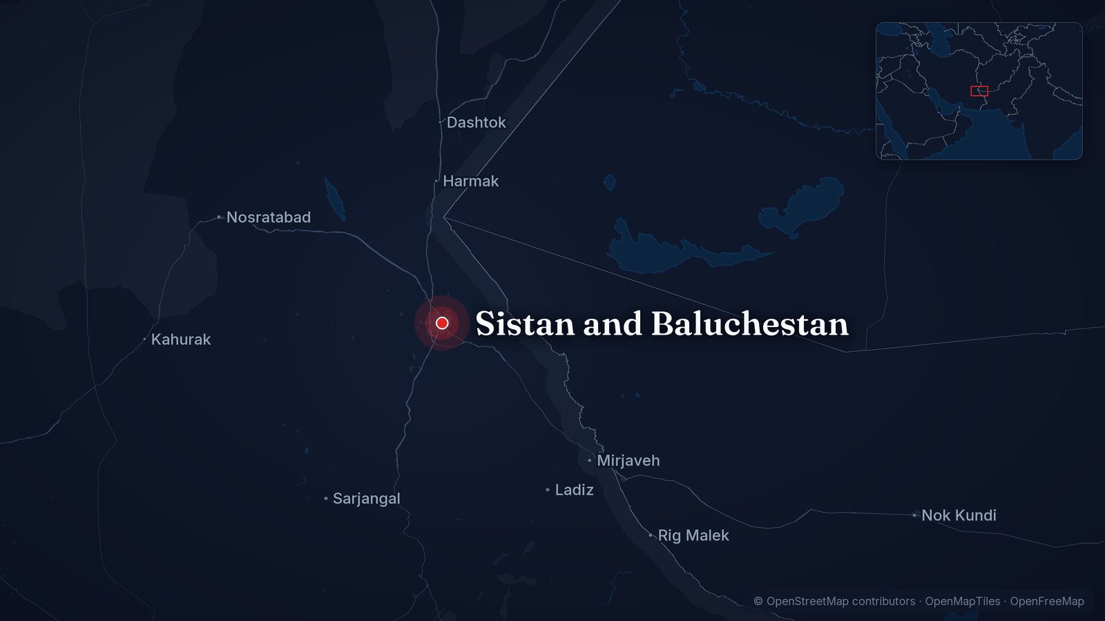 Map showing Sistan and Baluchestan