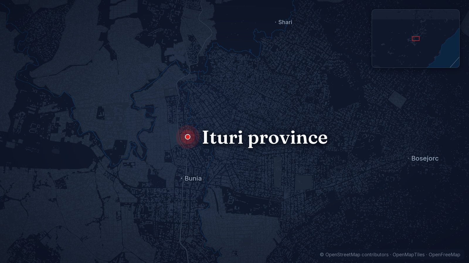 Map showing Ituri province