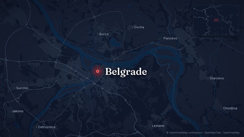 Map showing Belgrade