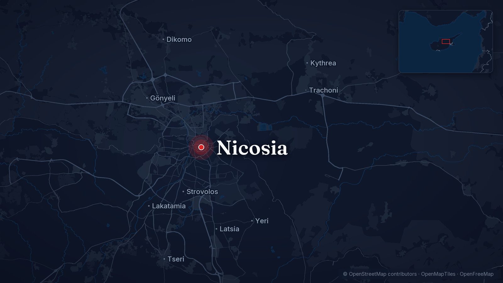 Map showing Nicosia