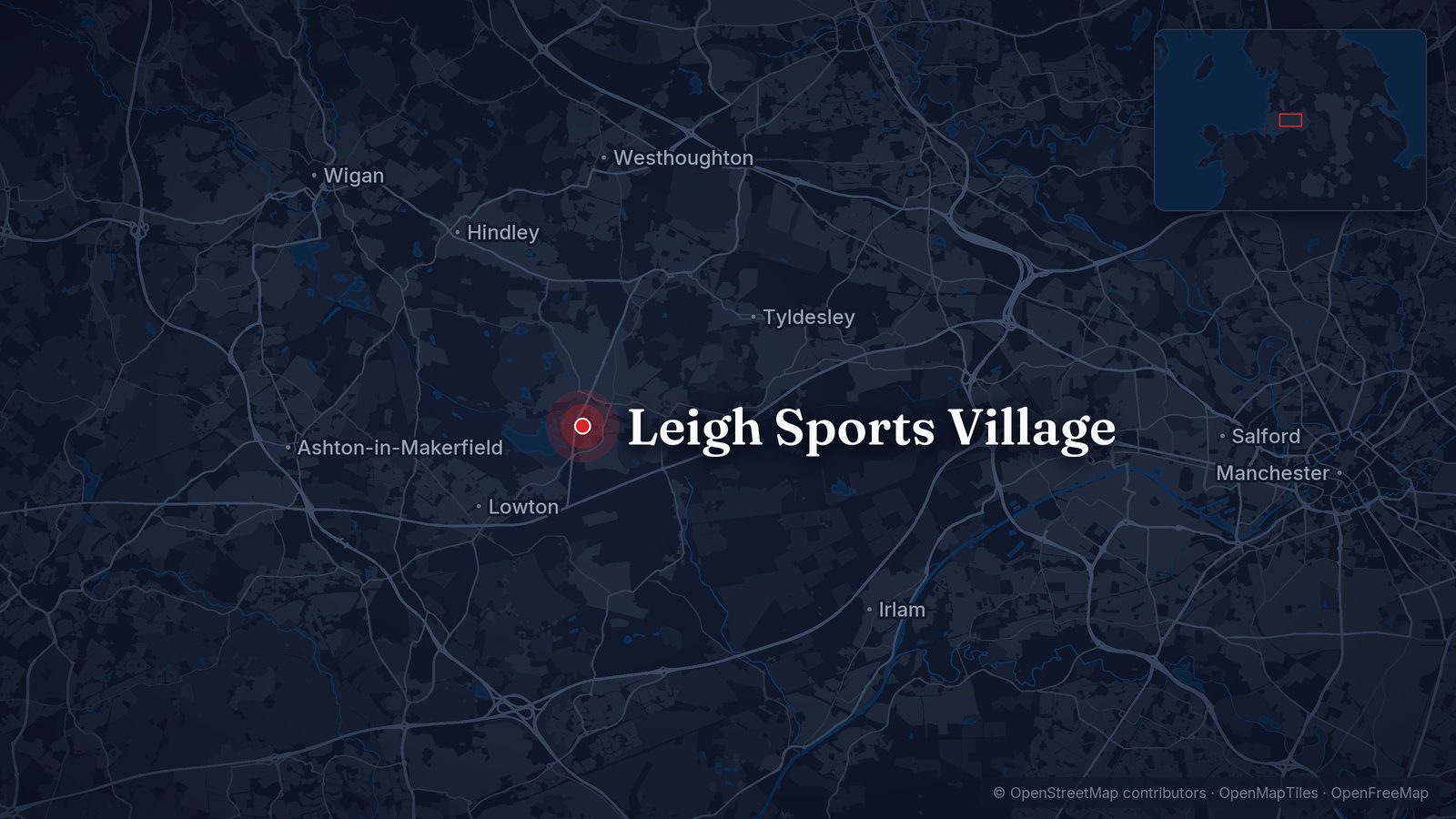 Map showing Leigh Sports Village