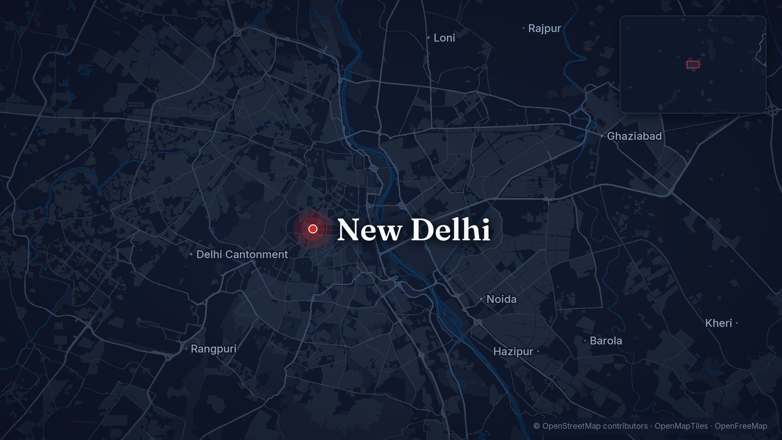 Map showing New Delhi