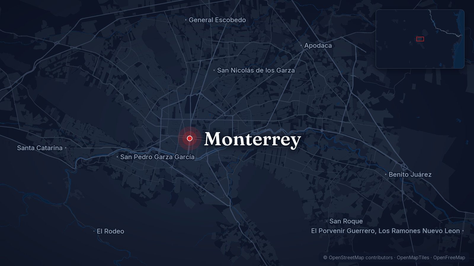 Map showing Monterrey