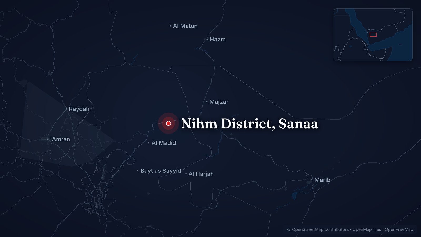 Map showing Nihm District, Sanaa