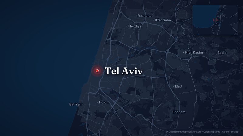 Map showing Tel Aviv