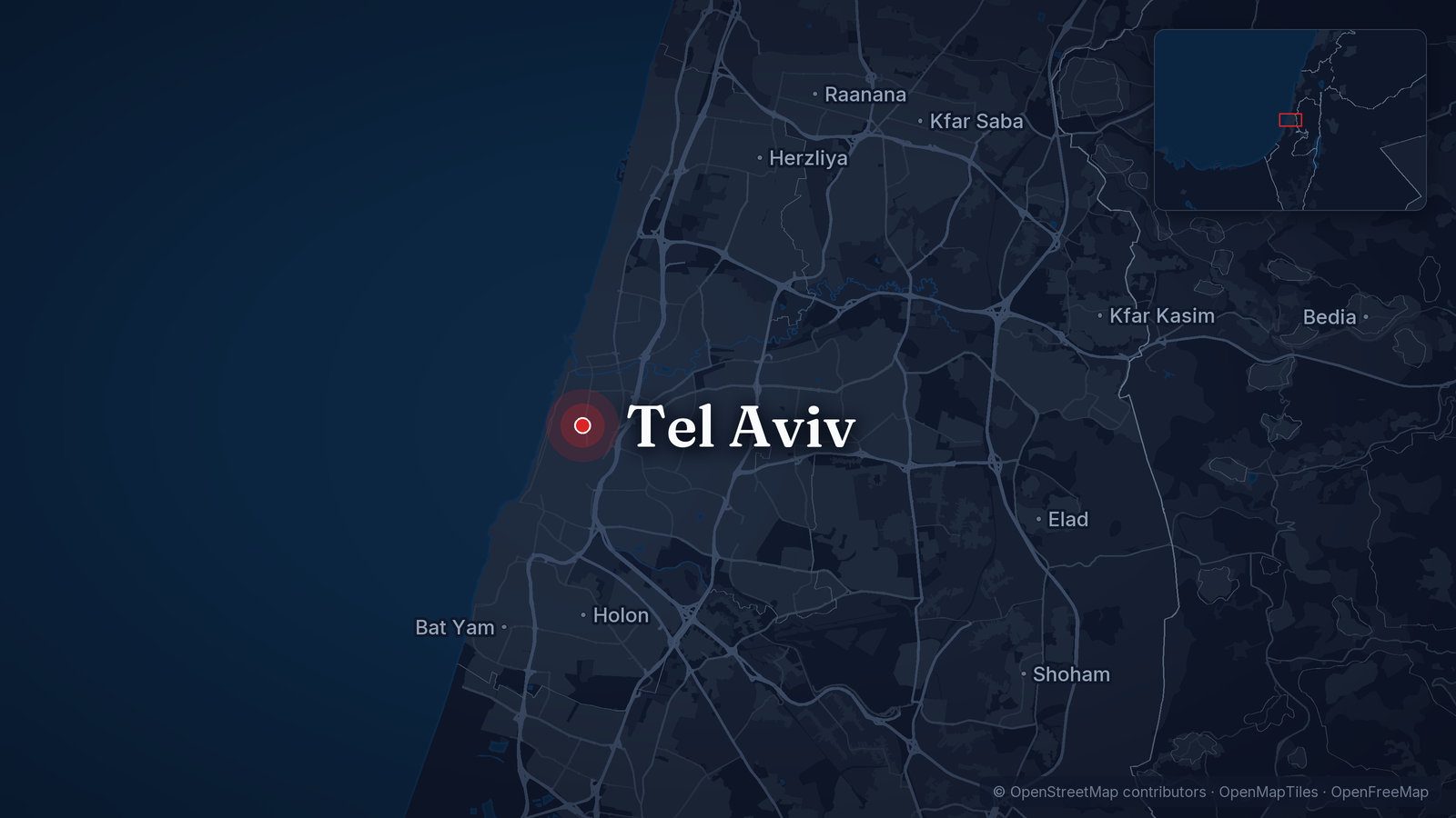 Map showing Tel Aviv