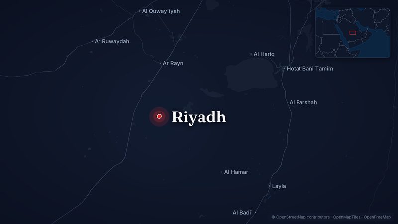 Map showing Riyadh