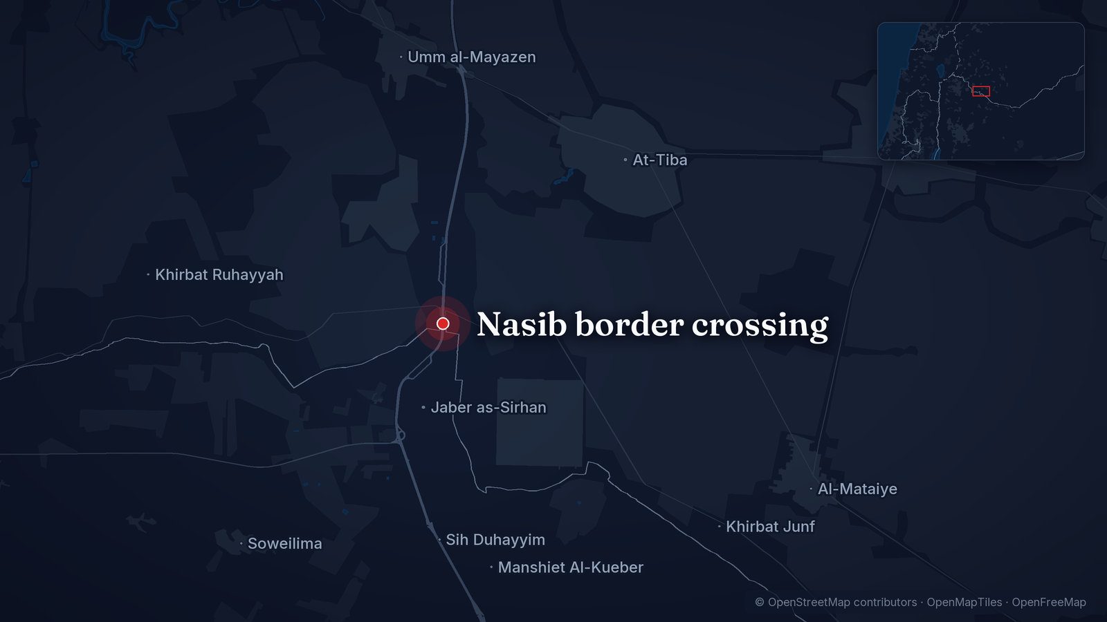 Map showing Nasib border crossing