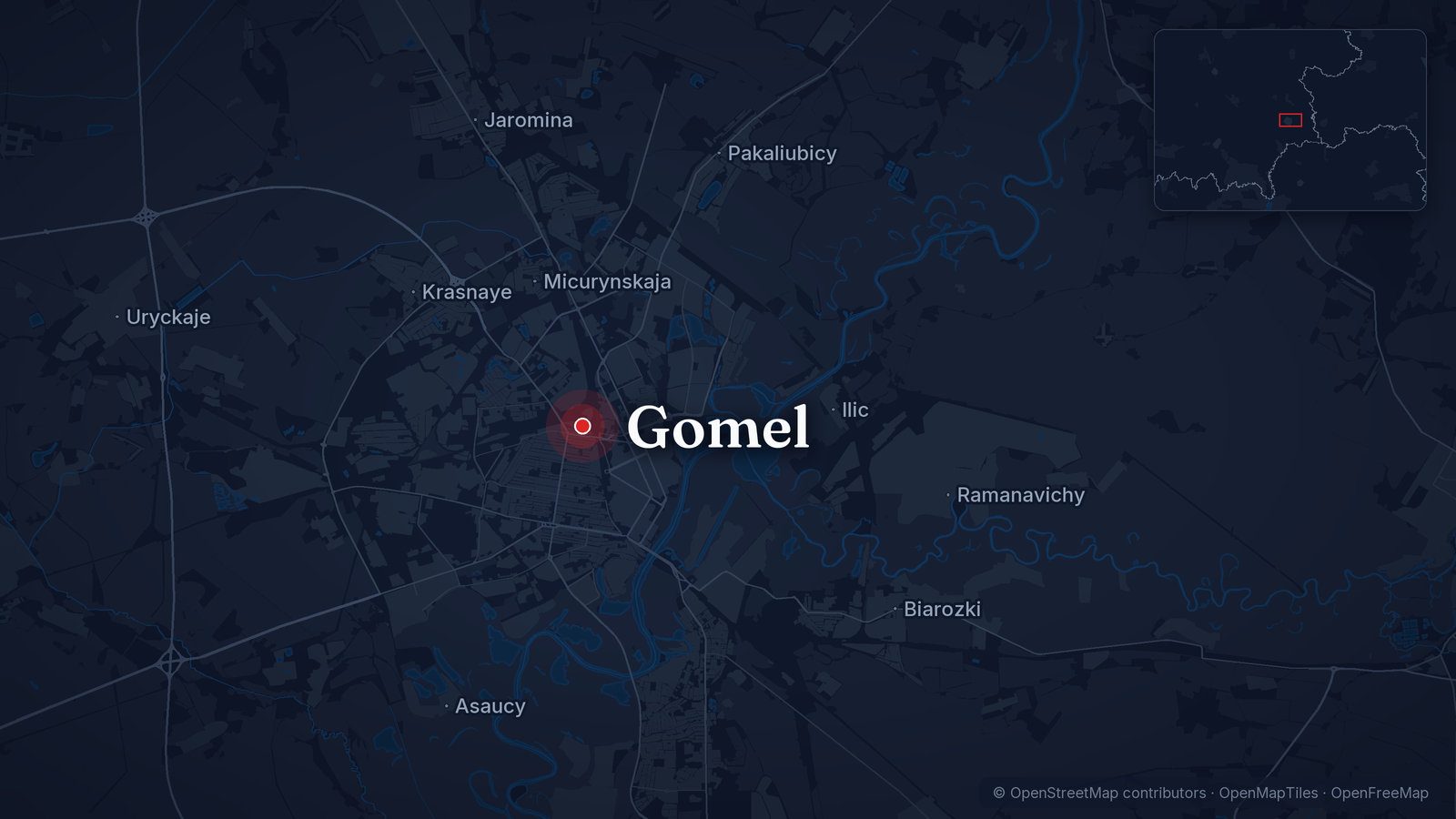 Map showing Gomel