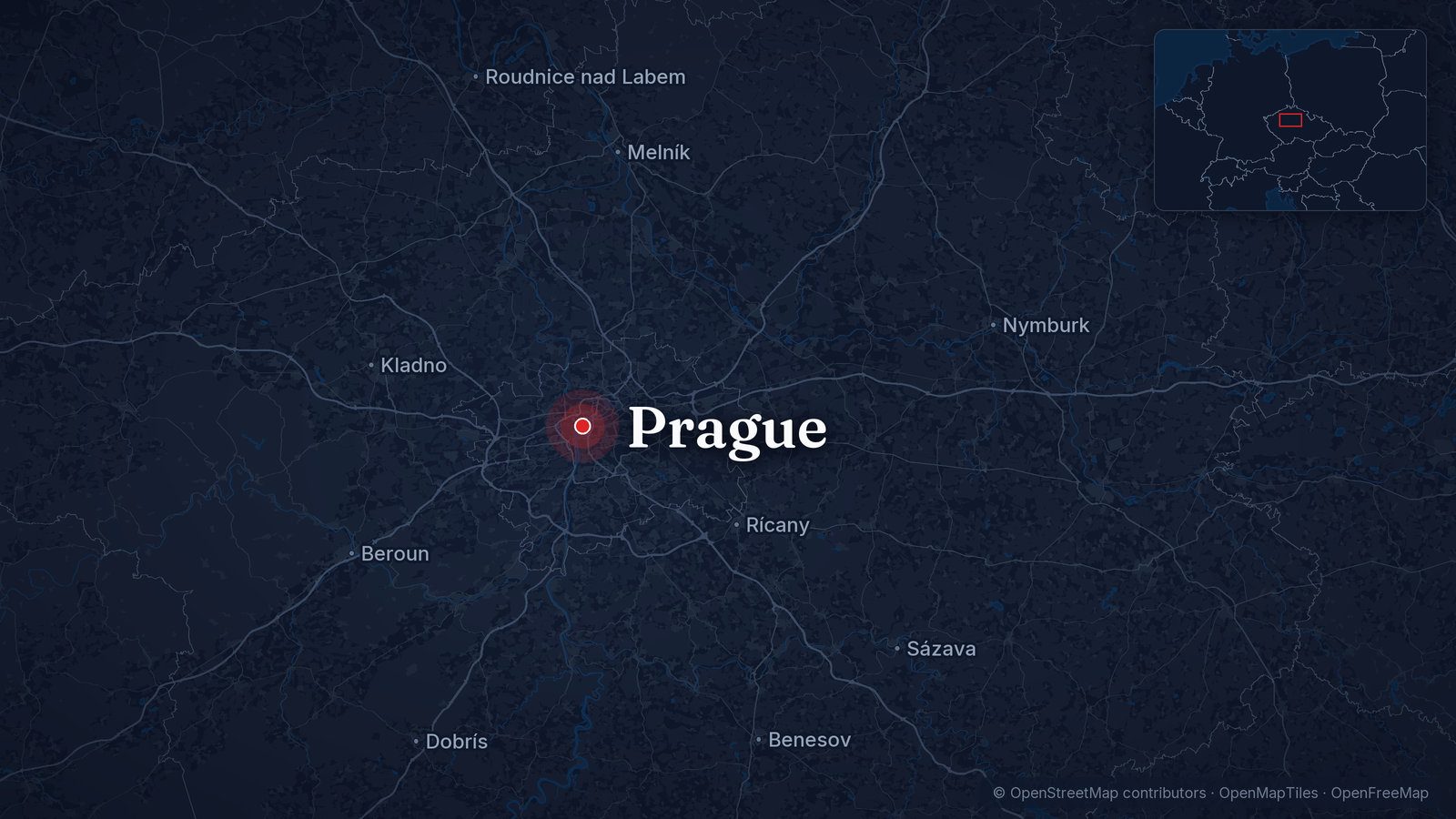 Map showing Prague