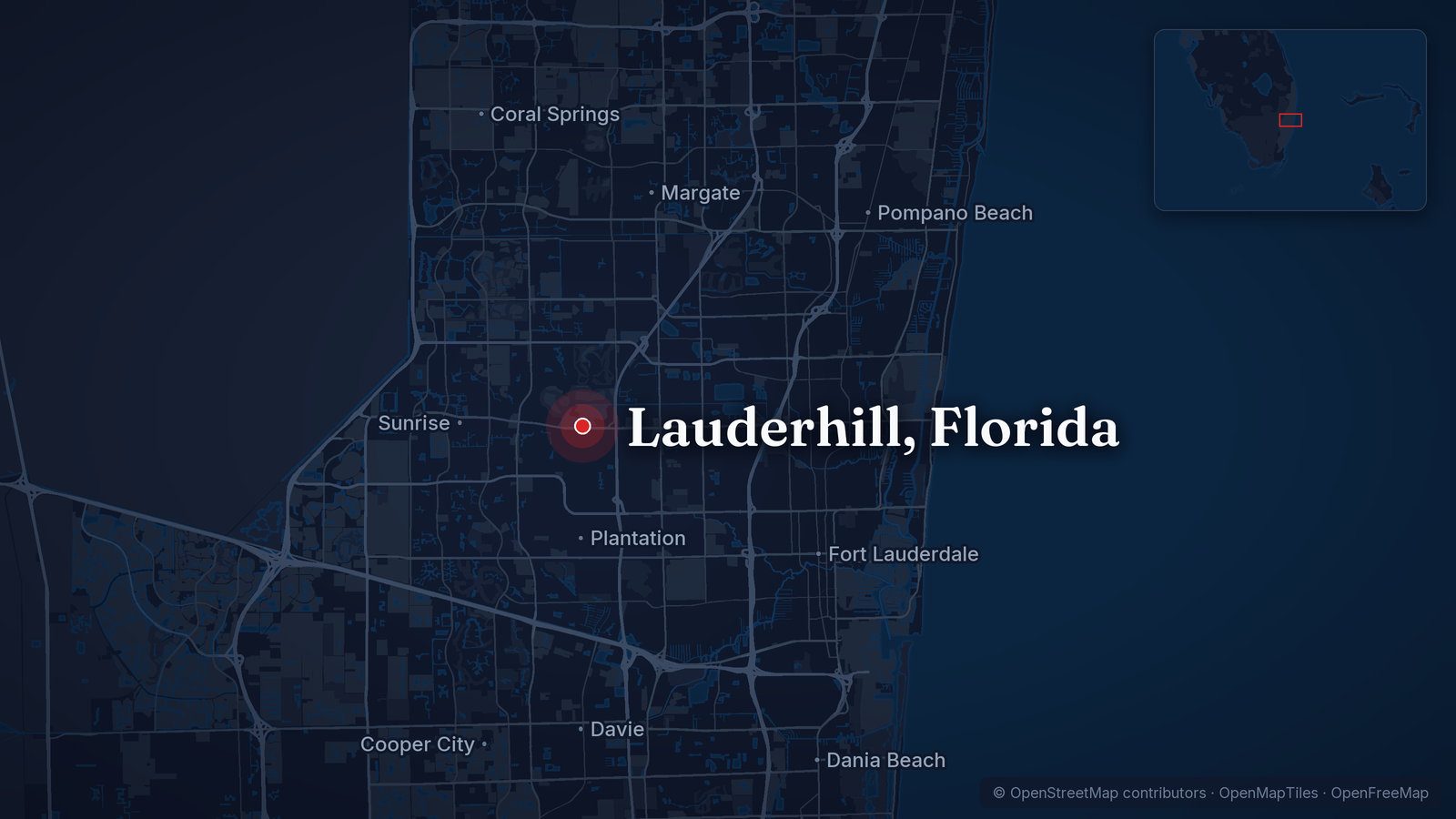 Map showing Lauderhill, Florida