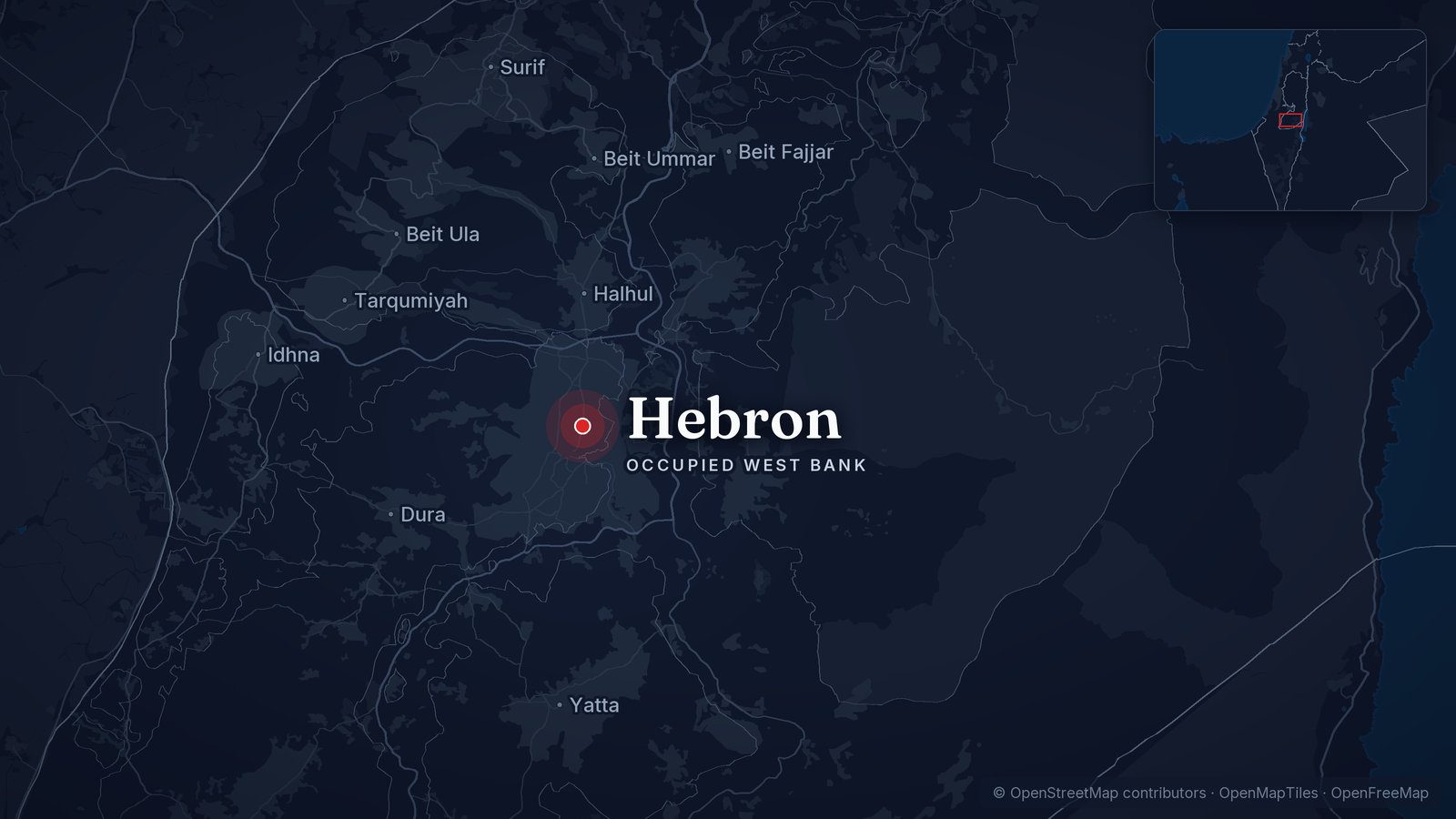 Map showing Hebron