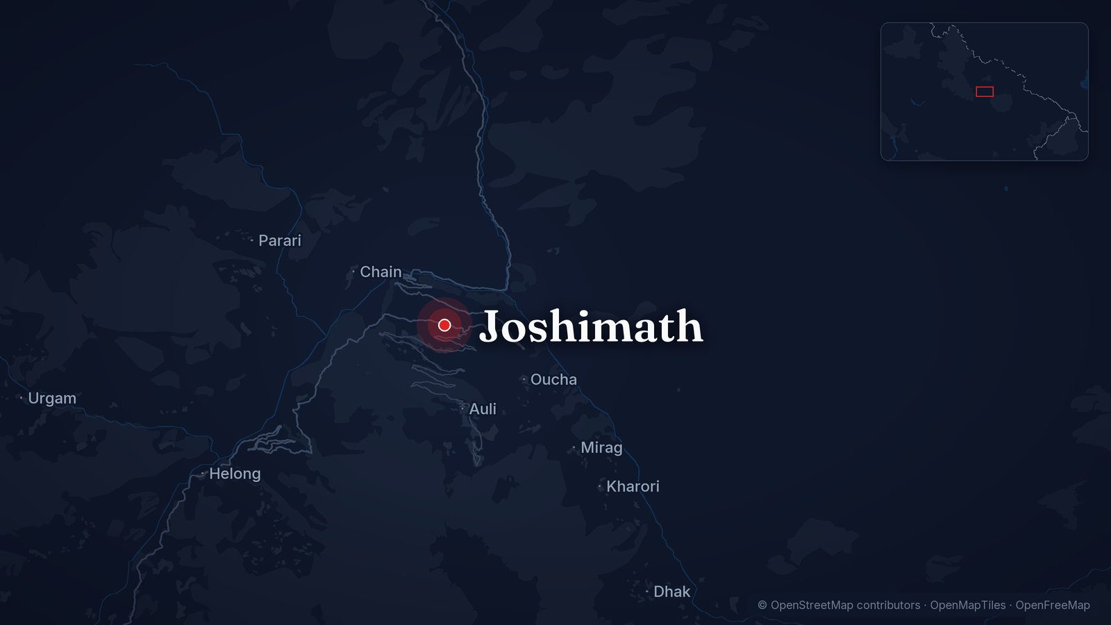 Map showing Joshimath