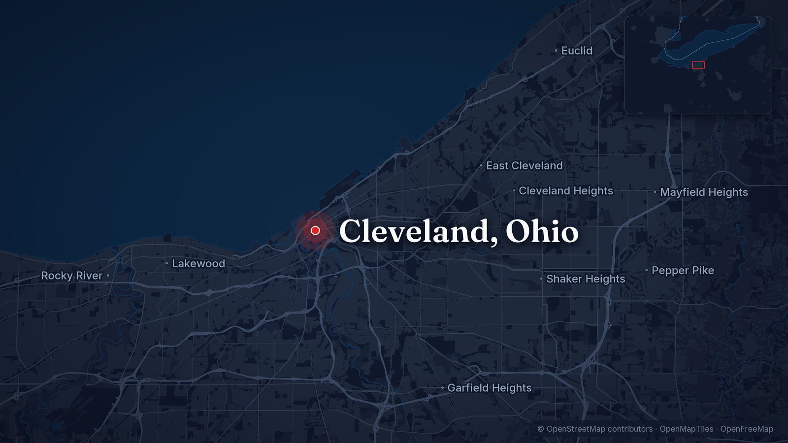 Map showing Cleveland, Ohio