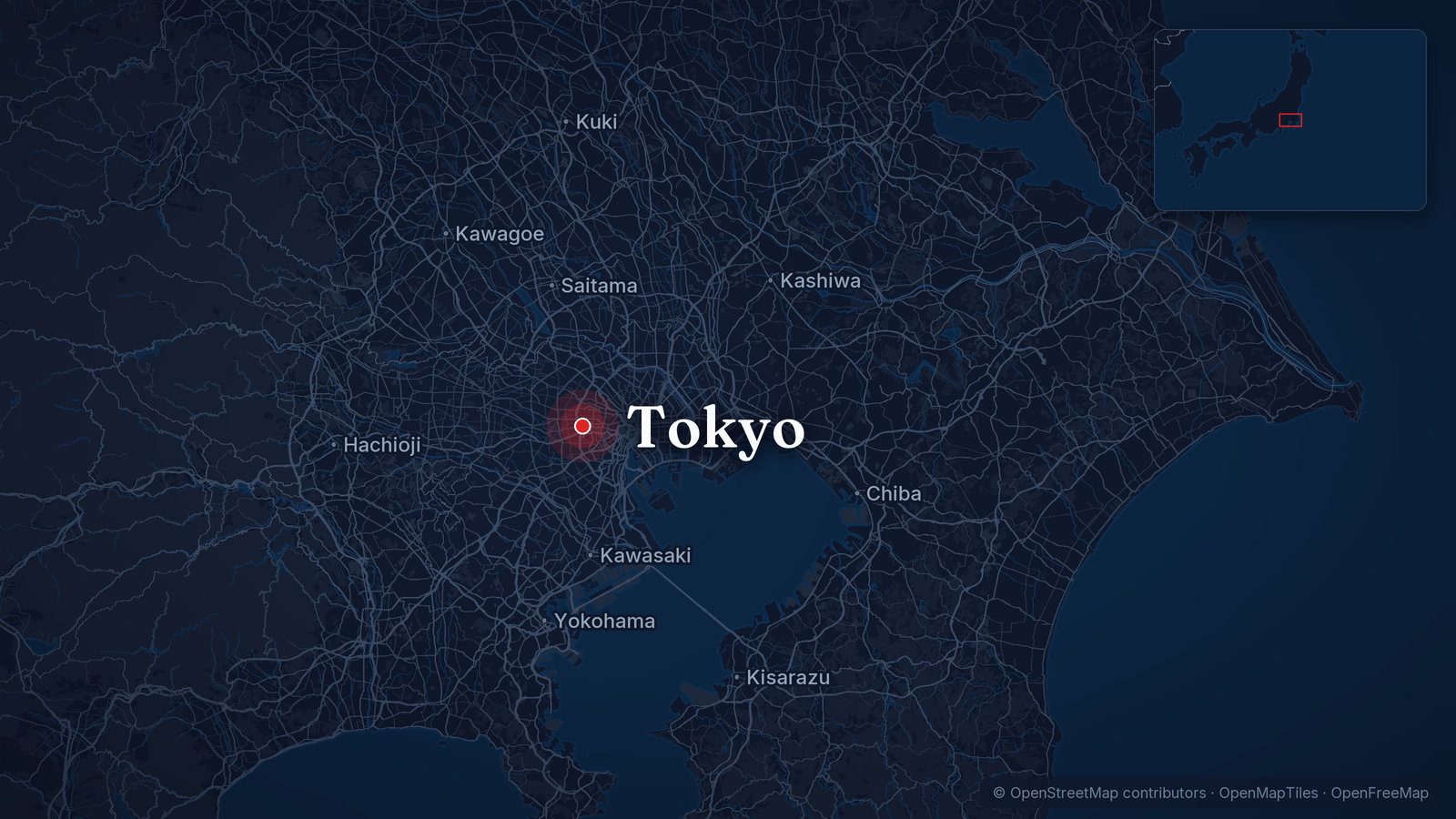 Map showing Tokyo