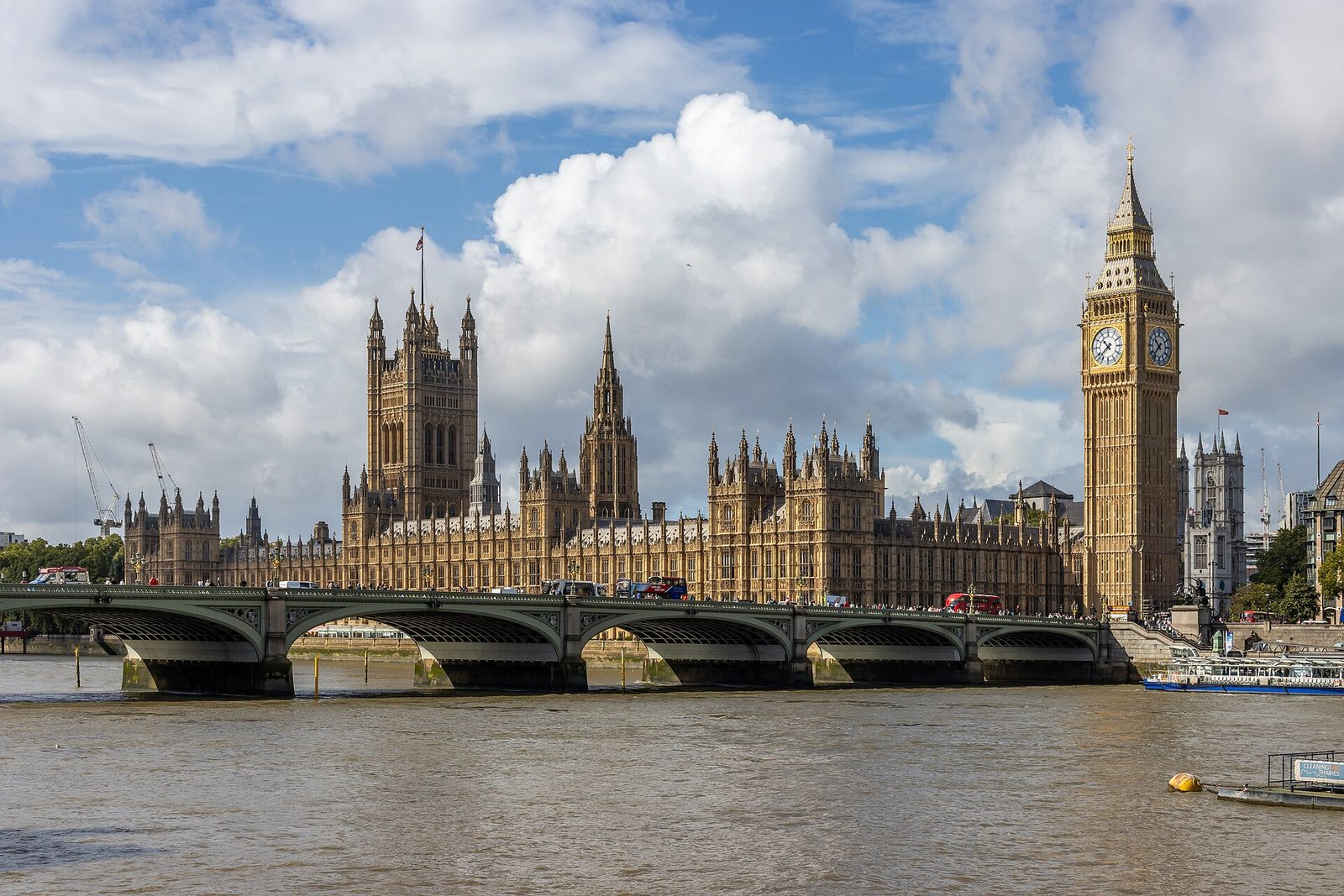 Westminster Bridge with the Palace of Westminster under a cloudy sky