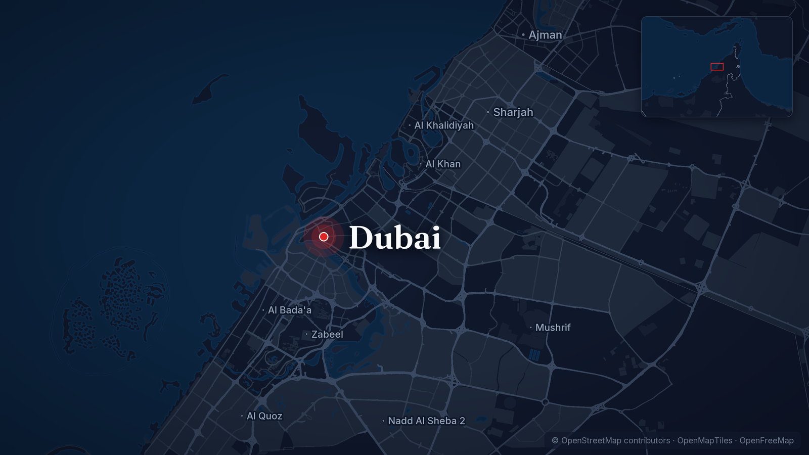 Map showing Dubai