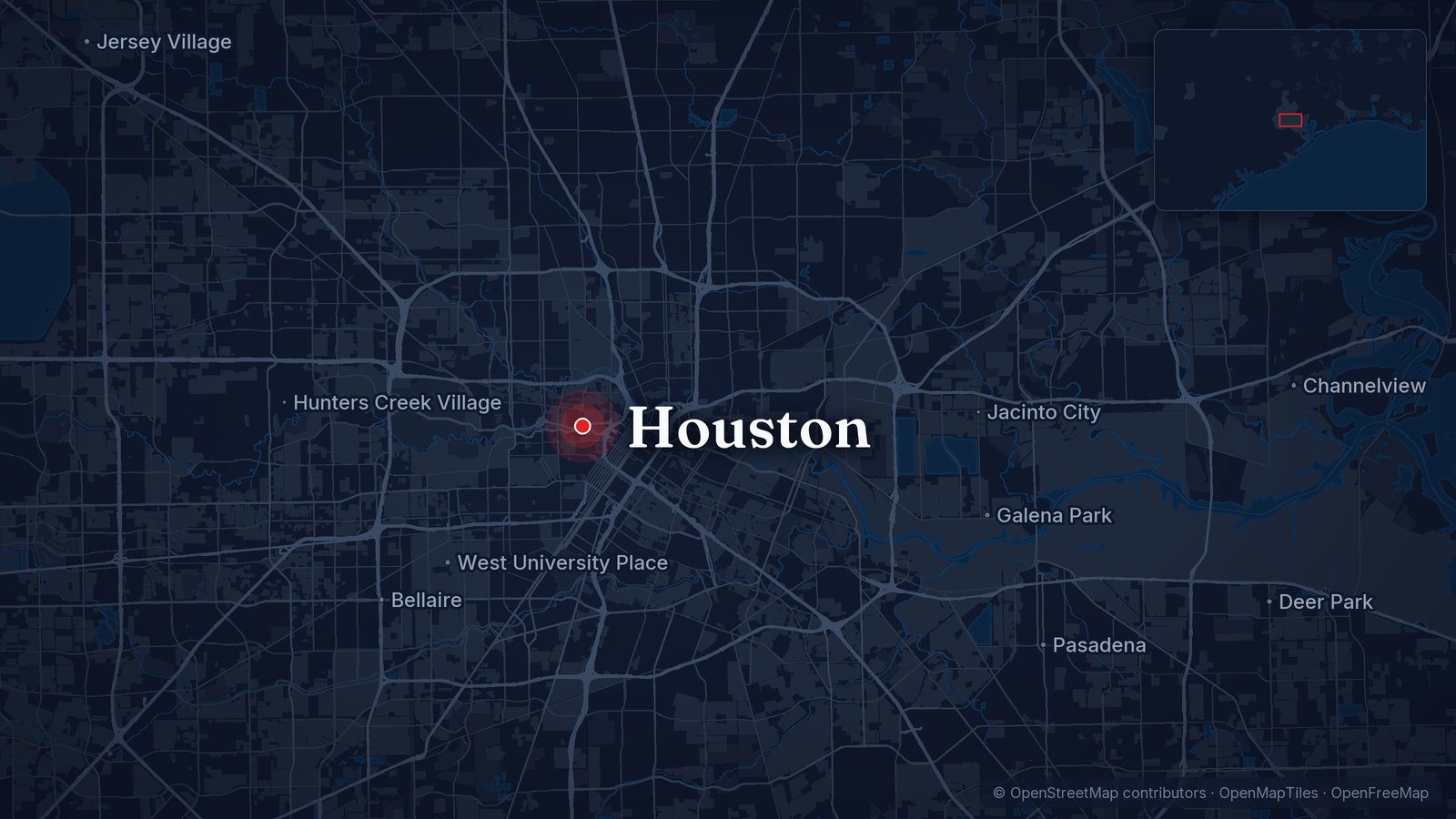 Map showing Houston